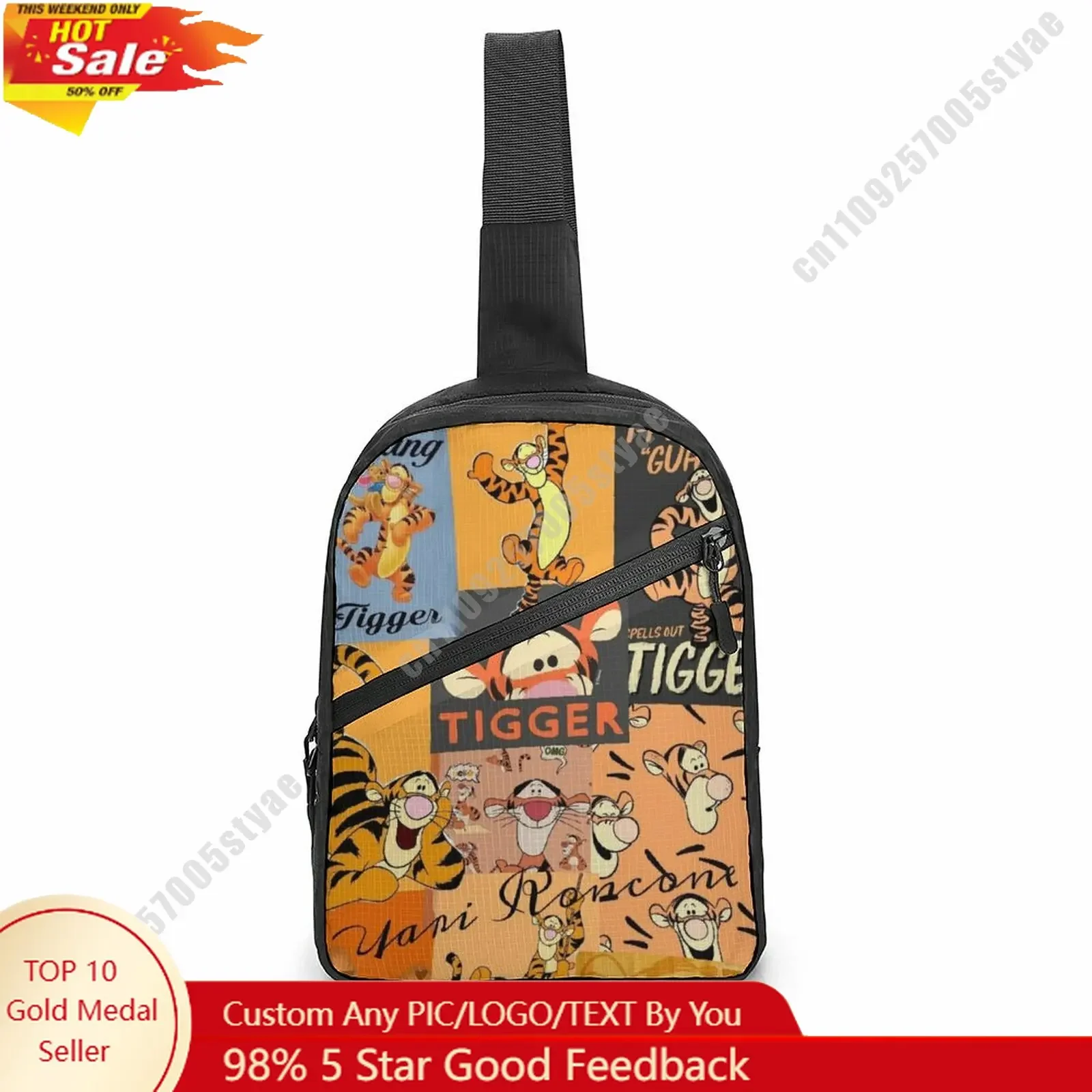 

Tigger Chest Bag Disney Customized Personalized Photos Text Logo Lightweight Travel Sling Waterproof Shoulder Bag