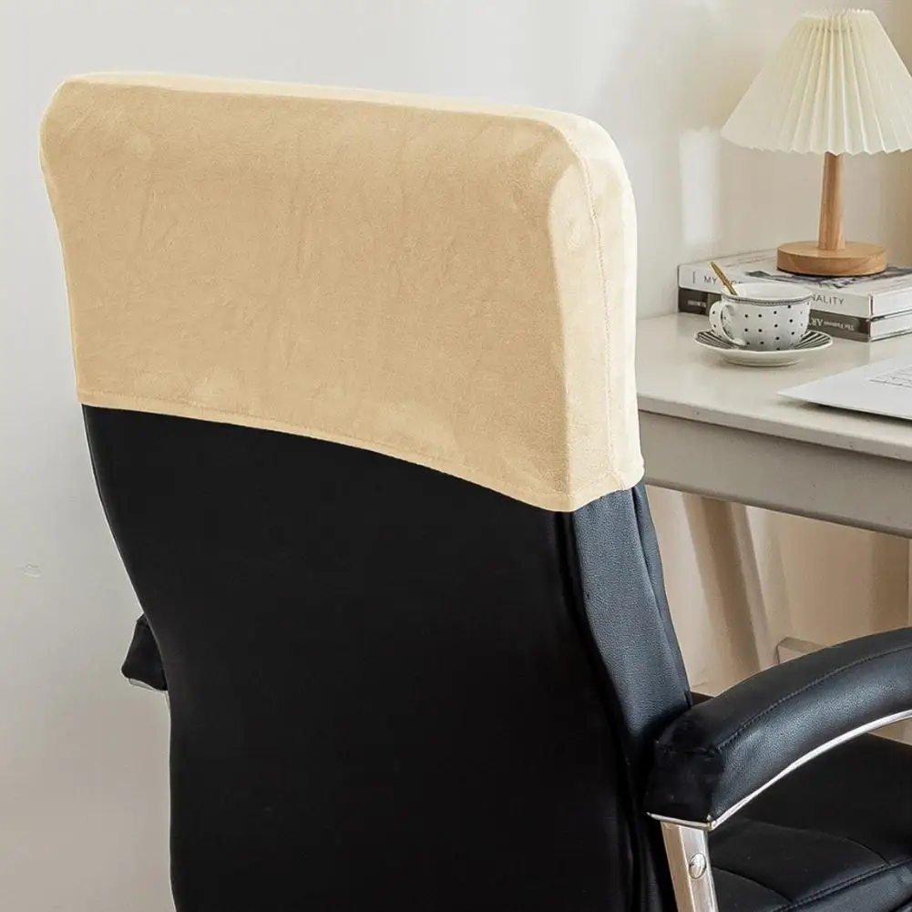 Dust-proof Chair Back Cover Solid Color Velvet Chair Office Headrest High Elasticity Comfortable Backrest Protector