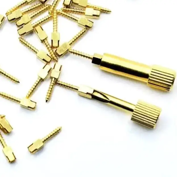 

Dental Endodontic Conical Screw Post Endo Root Canal Pins Gold Plated Quartz Material Stainless Steel