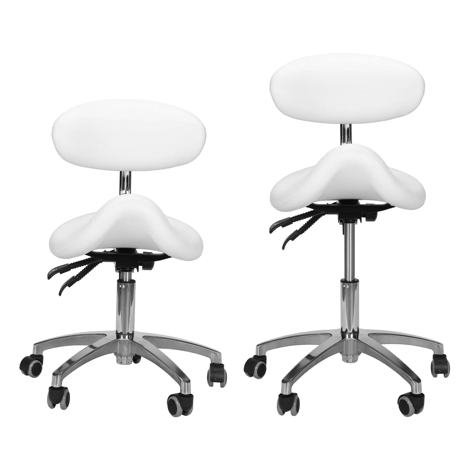 

Comfortable Rolling Saddle Stool with Wheels with Back Support 16.93-21.65in Height for Home Office Salon Spa Kitchen Tattoo