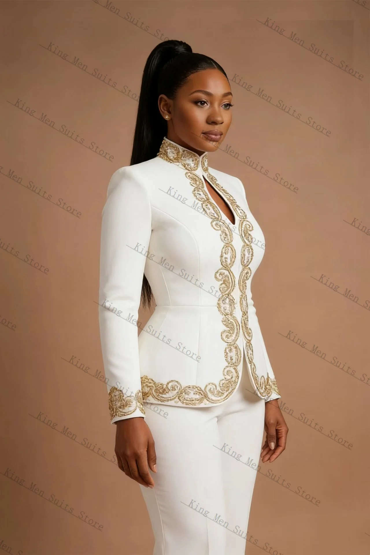 

White Satin Women Suit Set 2 Pcs Short Blazer+Belted Pants Trousers Spring Customized Formal Guest Wedding Tuxedos Coat Jacket