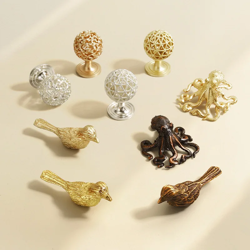 

BCD-Simple Cabinet Door Pulls Handle Zinc Alloy Bird Octopus Cabinet Wardrobe Drawer Knobs and Handle Furniture Hardware