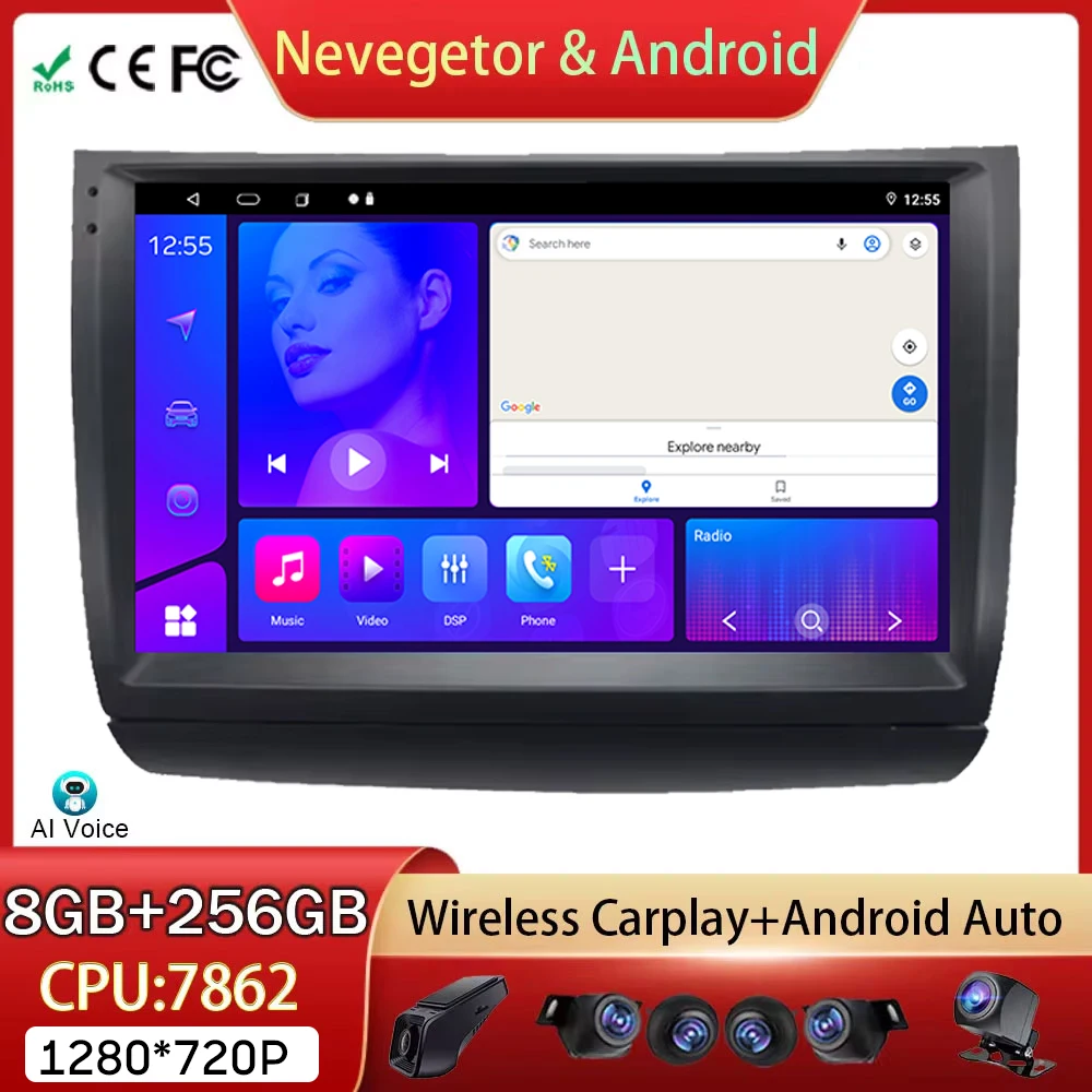 For Toyota Prius 20 2002-2009 Wireless Android Auto Car Radio Head Unit Multimedia Player GPS Navigation 5G WIFI RDS No 2din DVD