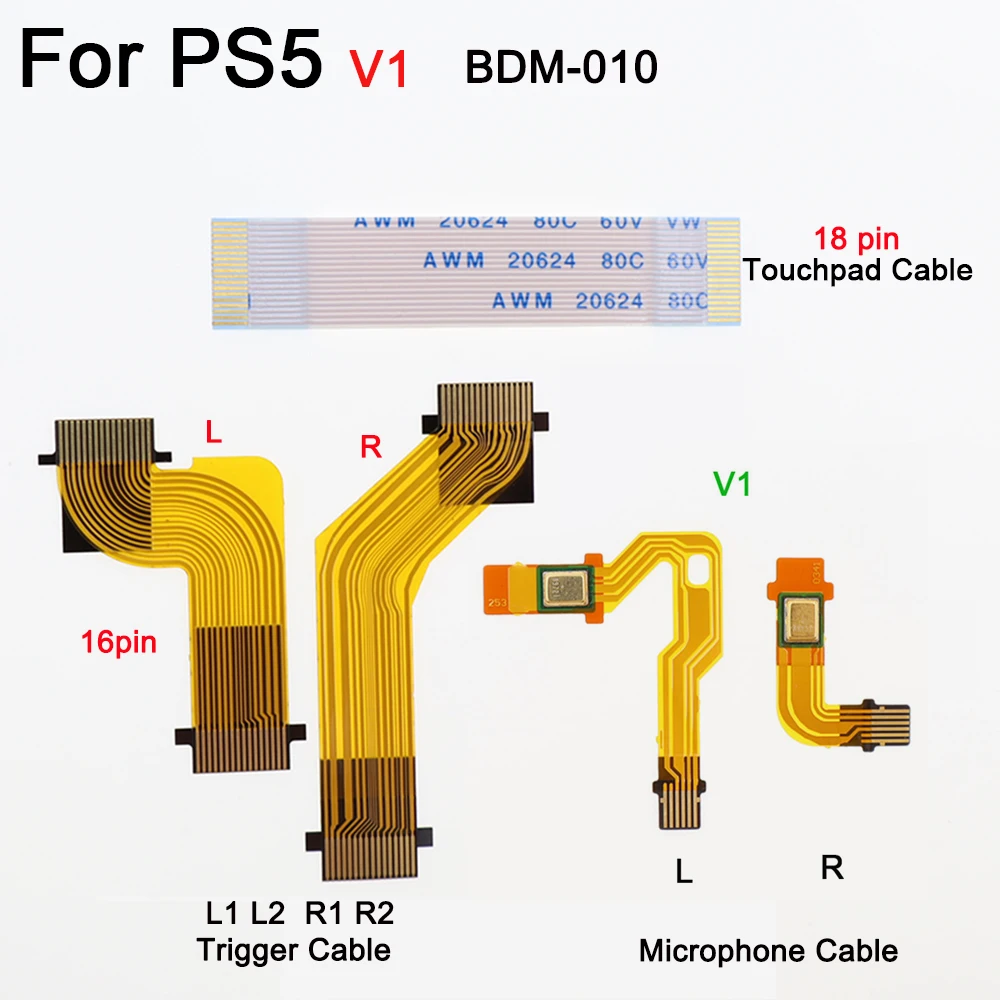 1Set Microphone Flex Cable L1R1 L2R2 Trigger & 18Pin Touchpad Ribbon Cable For PS5 Controller BDM-010 020 030 V1 V2 V3 Repair Ac