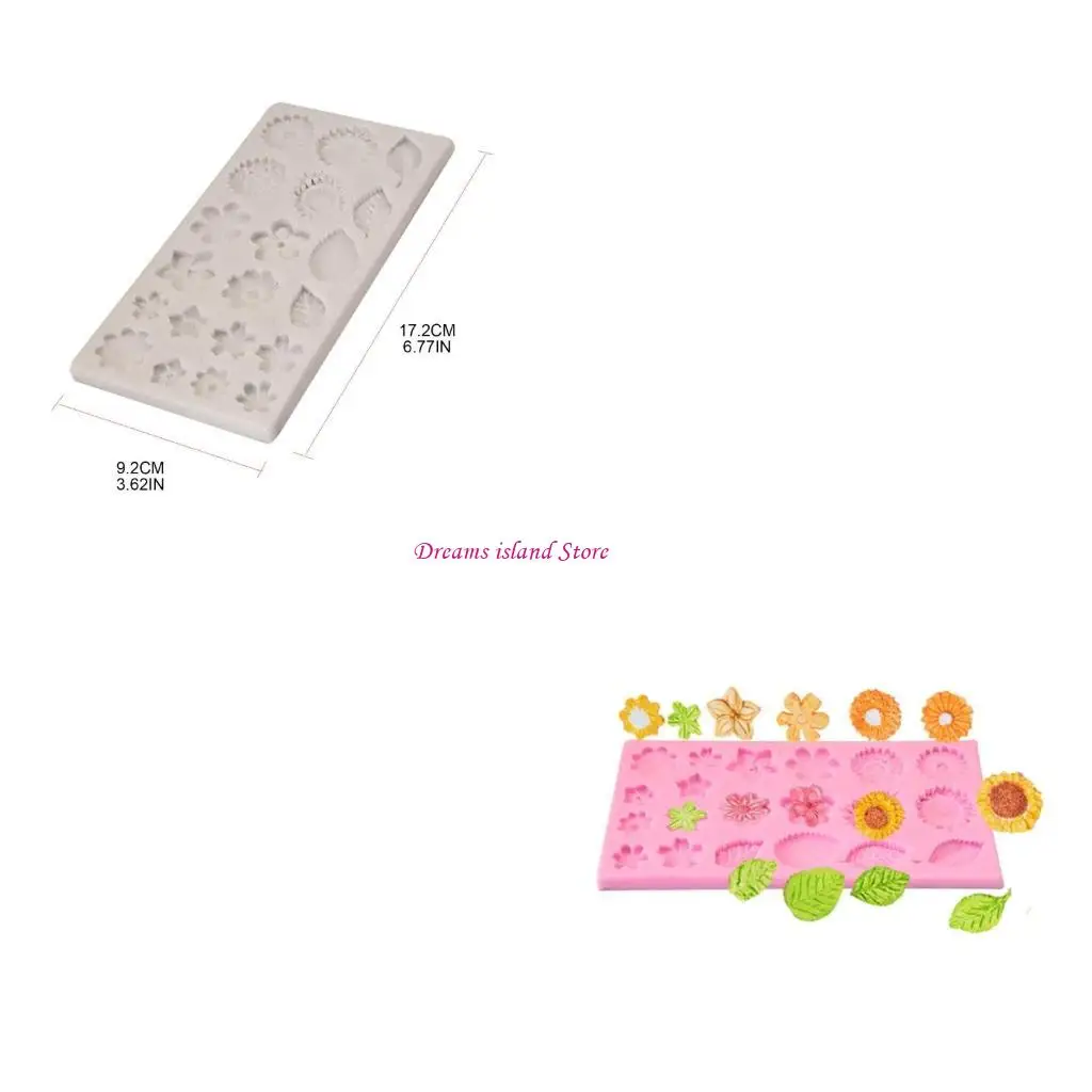Candy chocolate molde giras girasol-contagante hojas hojas silicona para hornear azucarado azúcar decor