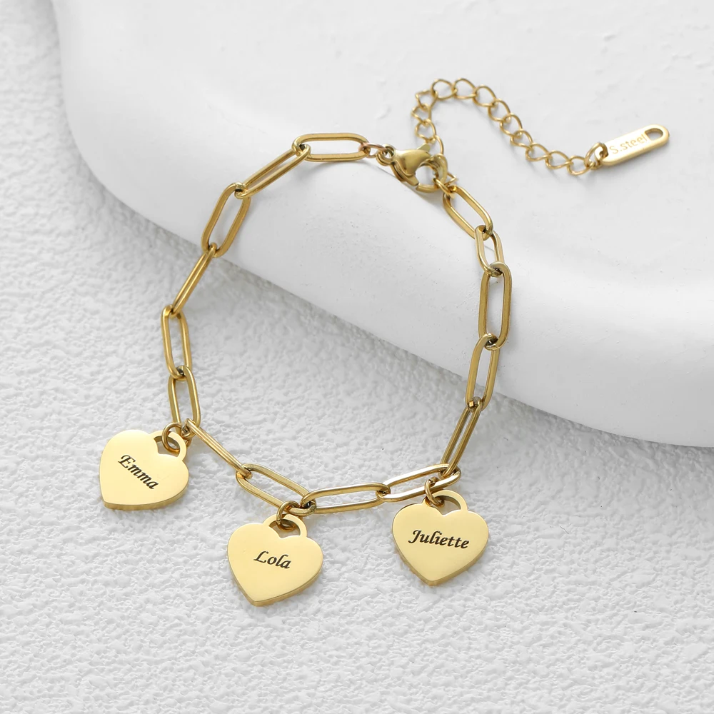 Pulsera de amor de acero inoxidable para mujer, brazalete con nombre personalizado, regalo de joyería, regalo de Festival