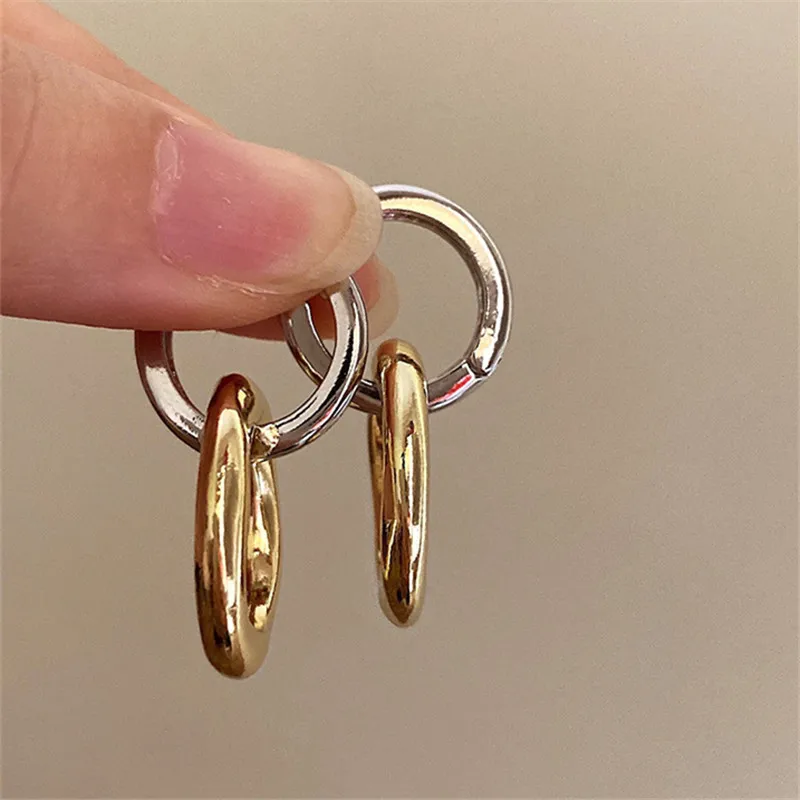 

XIALUOKE Geometric Metal Irregular Circular Gold Silver Color Mixed Color Earrings For Women Personality Party Jewelry Gifts