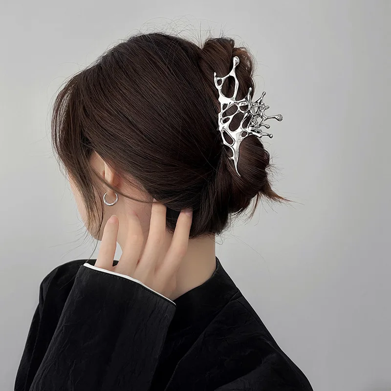 Unique High-end Liquid Metal Hair Claw Clips For Women, Large Shark Clips For Thick Hair, Elegant Updo Hair Accessories Present