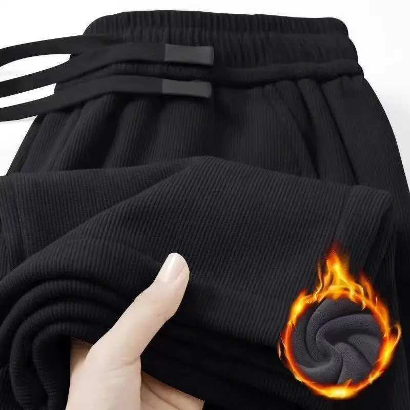 

Men's Corduroy Leisure Pants Thiened Fce Lined Loose Straight Leg Work Trousers Autumn Winter Long Pants