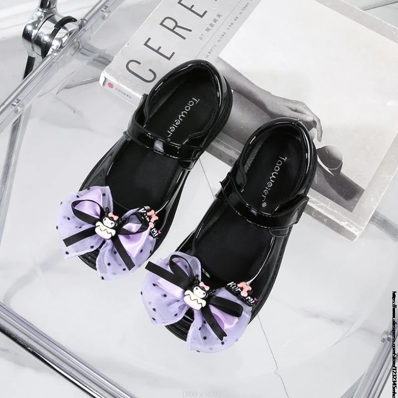 Fashion Lovely Kuromi Melody Girls Spring Autumn Children Leather Shoes Cute Sweet Shoes Toddler Girl Shoes School Performance