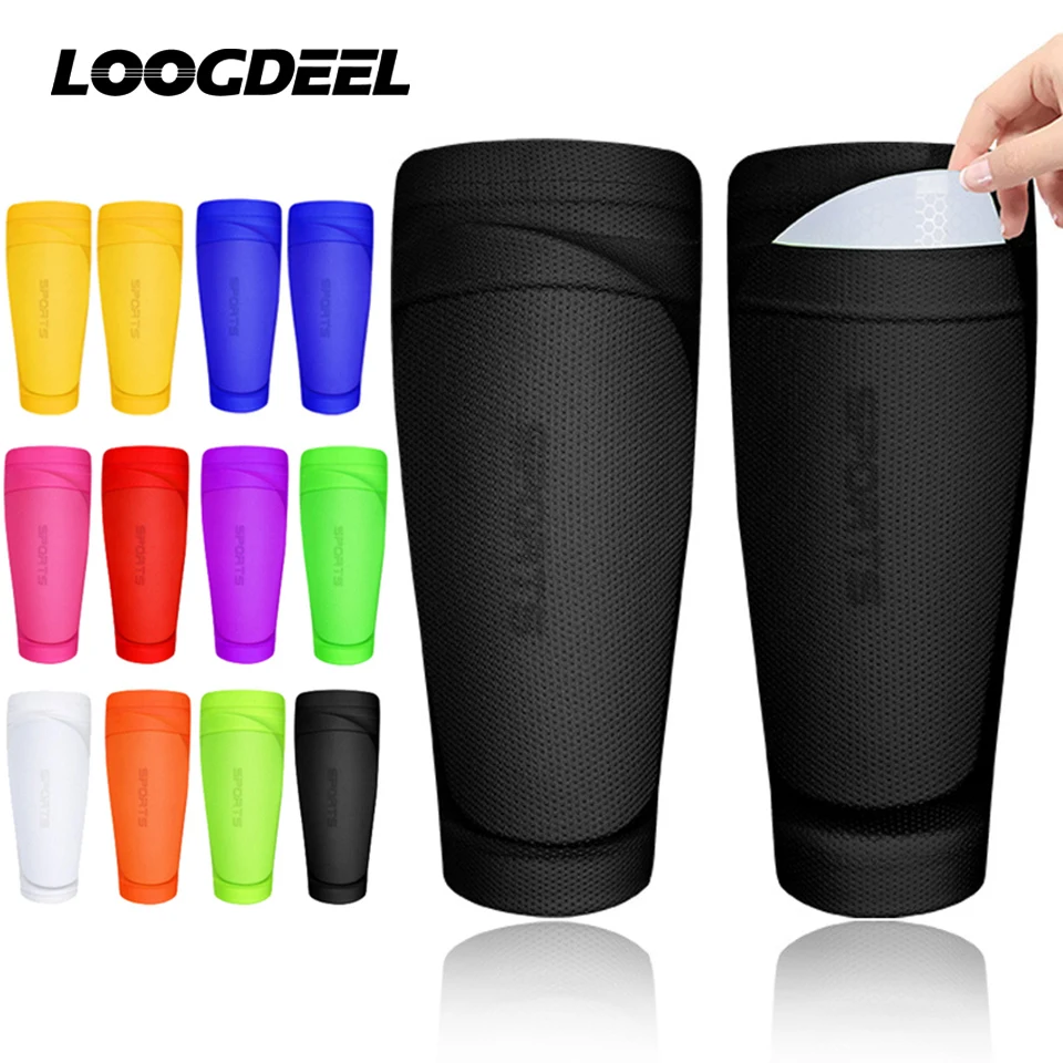 Loogdeel  Sports Safety Shin Pads Sleeves Breathable Football Shin Holder Instep Socks Nylon Leg Guard Sleeves for Boys Men