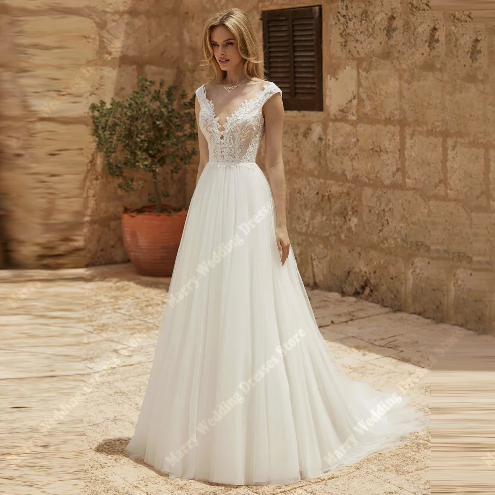 

Beautiful A Line Women Wedding Dresses Round-Neck Shining Glitter Bridal Gowns Mopping Length Vestidos De Novias 2025 Customized