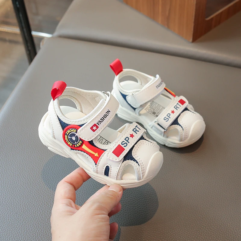 Children Sandals New Summer Cartoon Sport Soft Sole Anti Slip Boys Sandals Fashionable Closed Toe Girls Beach Shoes Kids Sandals