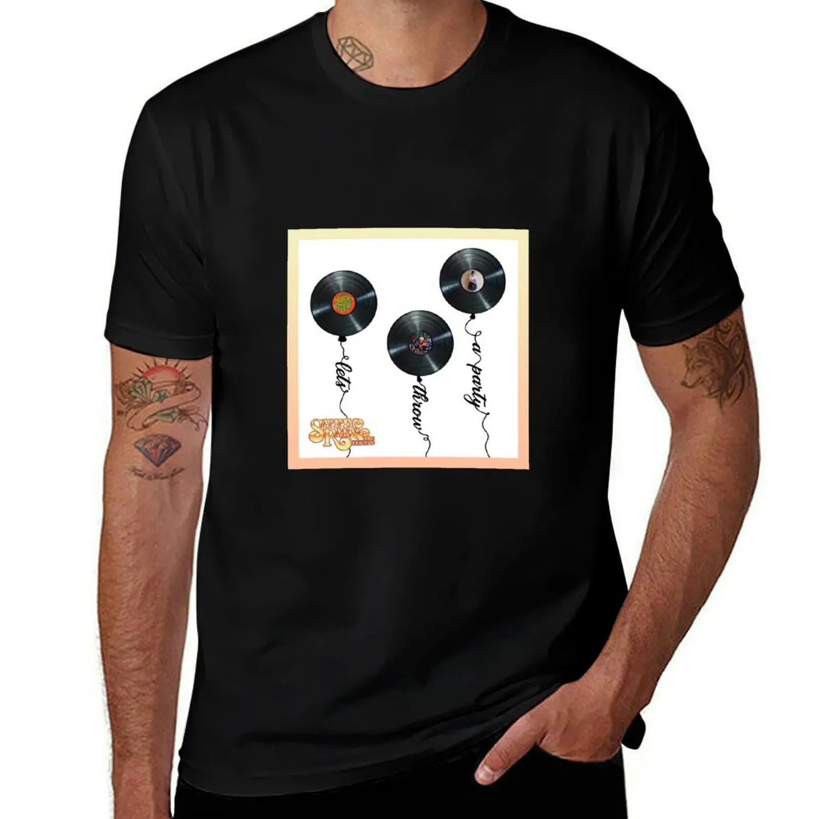 Sammy Rae & The Friends Lets Throw a Party Record Balloons T-Shirt cotton t shirts man 100% T-Shirt