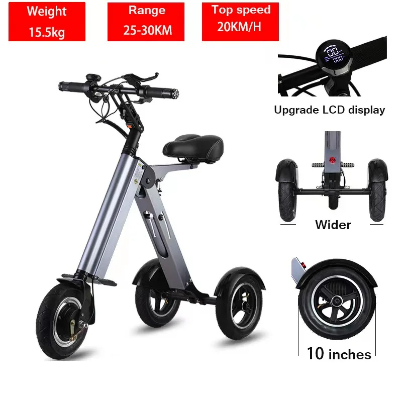 10-Inch Big Wheels K7-10 Electric Bike With Gift Folding Portable, Durable, Rechargeable, Safe And Stable Tricycle