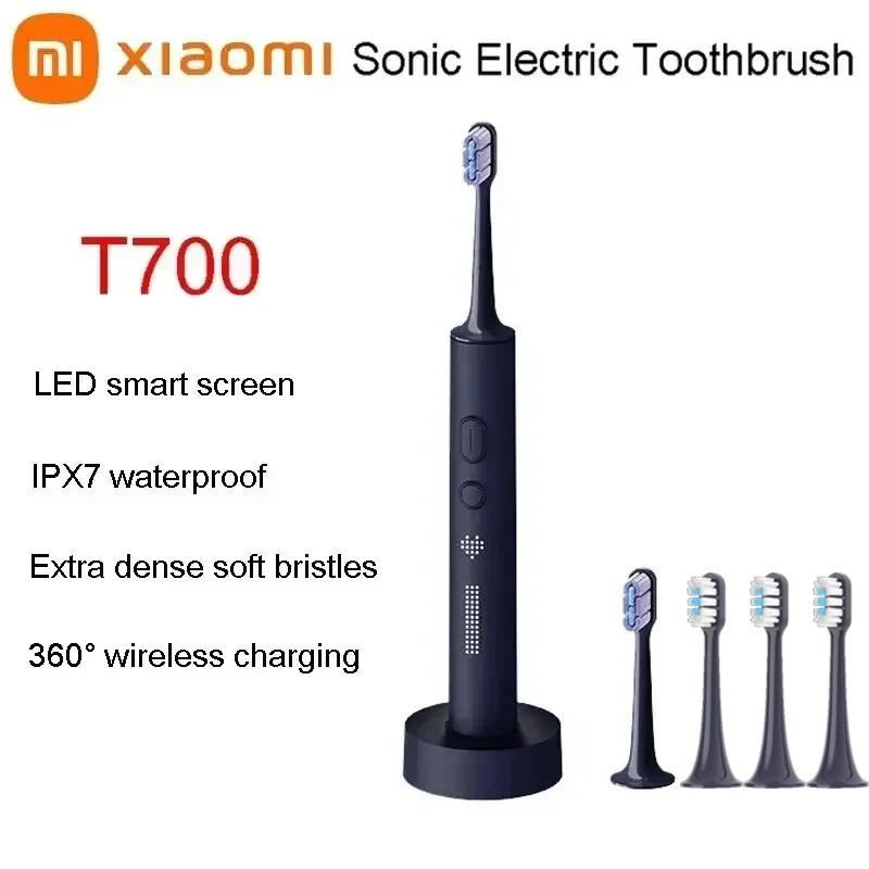 XIAOMI T700 Sonic Electric Toothbrush Teeth Whitening Ultrasonic Vibration Oral Cleaner Brush Smart APP With Replacement Brush