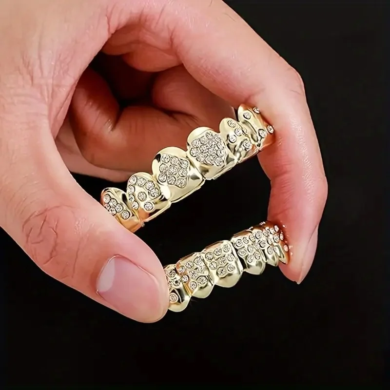 مجموعة واحدة من دعامات البوكر الذهبية - إكسسوارات الهيب هوب على طراز الشارع، ولمسات لامعة، وإكسسوارات حفلات الهالوين