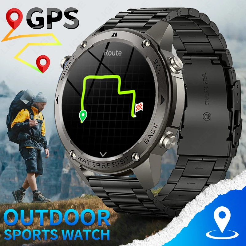 

LIGE 2025 GPS AMOLED экран новый 5ATM водонепроницаемый компас пульсометр умные часы спорт на открытом воздухе фитнес-трекер умные часы для мужчин