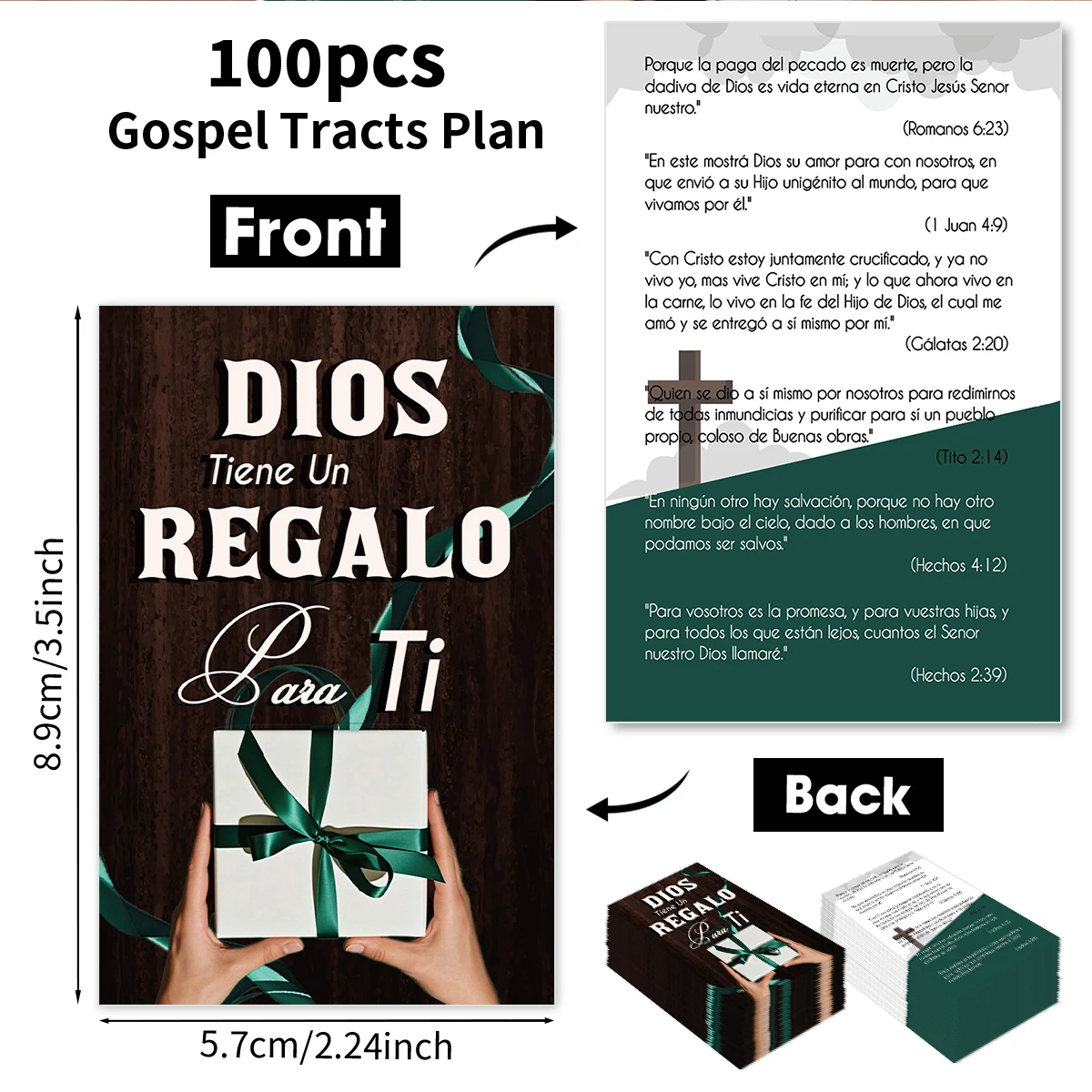 100 Stück spanische Evangeliumskarten – Bibelvers, christliche Taschenbahn-Planskarte für Kirchenreduzierung, spirituelles Ermutigungsgeschenk – Detail 6