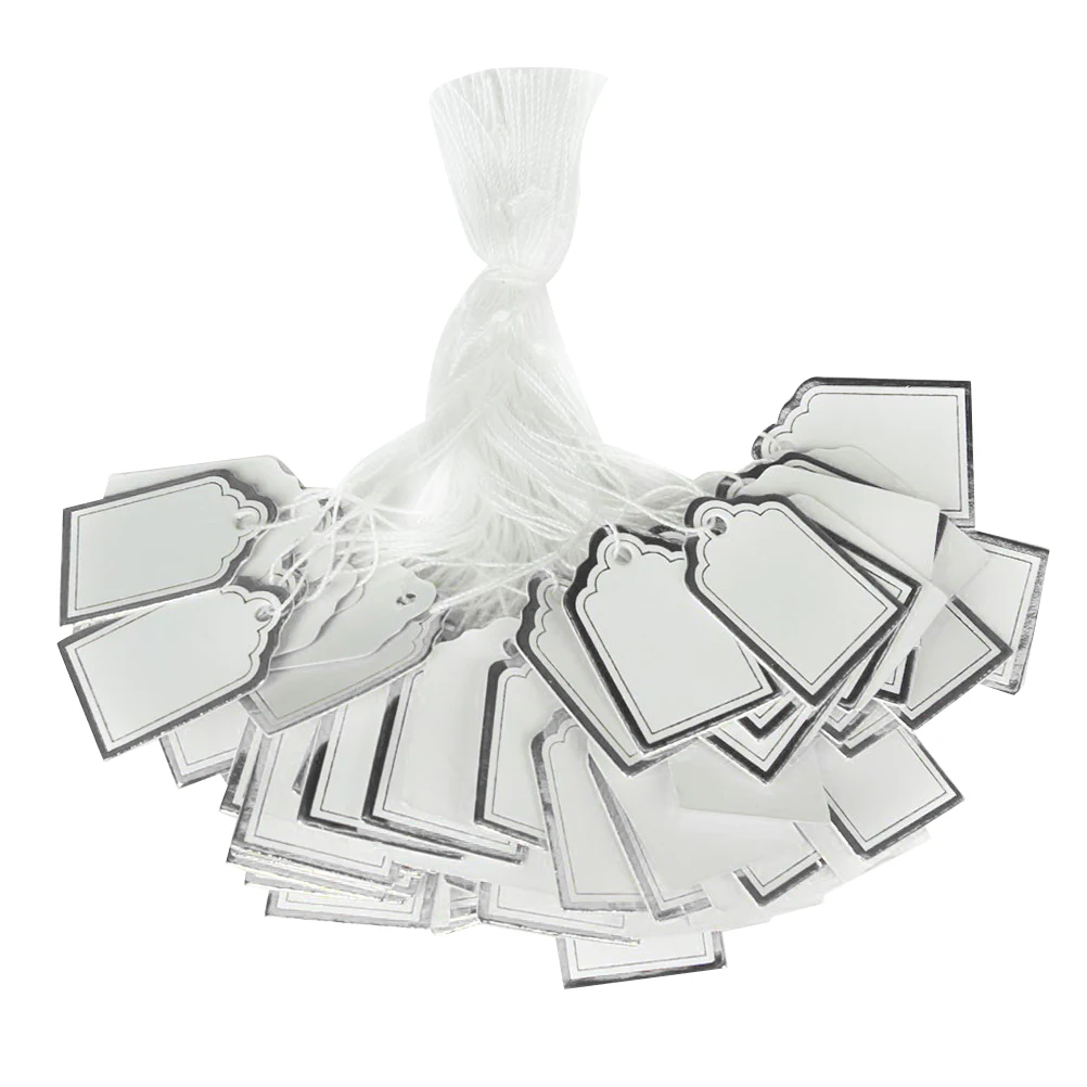 

500pcs Silver Edge Price Tags for Jewelry Labeling Small Hanging Labels 1.5x2.5cm Paperboard Gold Blocking Craft