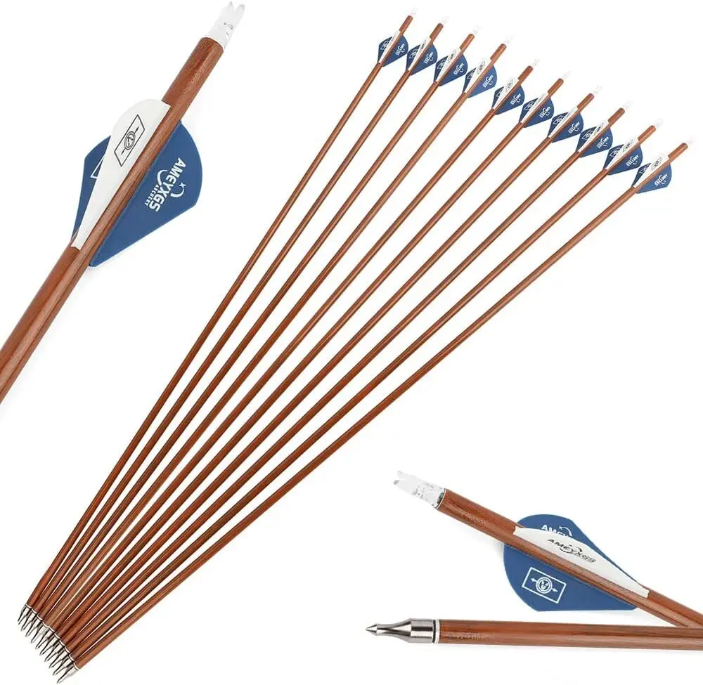 Aste in carbonio per frecce da tiro con l'arco, 12X Sp500, diametro interno 6,2 mm, diametro esterno 7,8 mm, lunghezza 30 pollici, punta in gomma da 2 pollici, piume intercambiabili, punte da 100