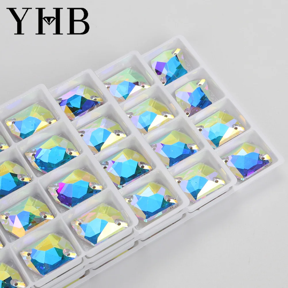 YHB-Cosmic Vidro Cristal AB Luar Costura Pedras, Flatback Costurar em Strass, Vestuário Roupas e Sacos, Qualidade Superior