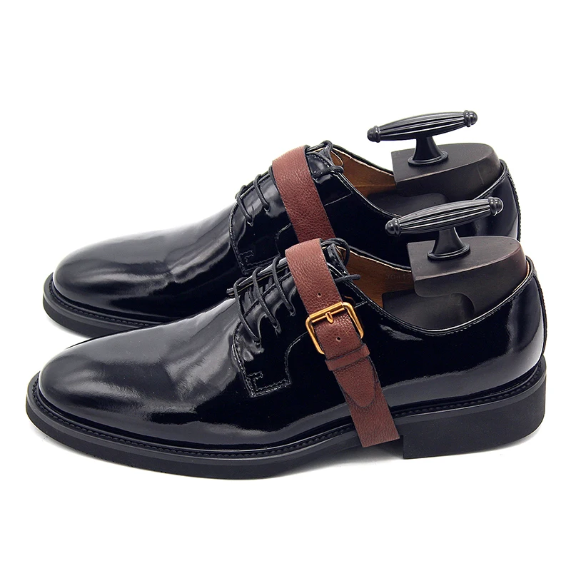 New Men Leather Shoes Dress Derby Lace Up Breathable Casual Party Work Formal Business Shoes Male Genuine Leather Oxfords Black