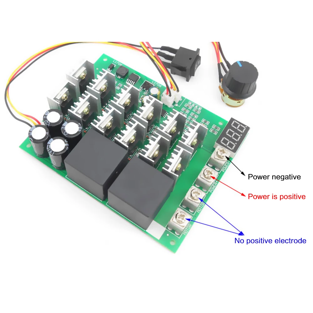 60A 10-55V Digital Display PWM Speed Controller Module Forward Reversal 0~100% Adjustable DC Motor