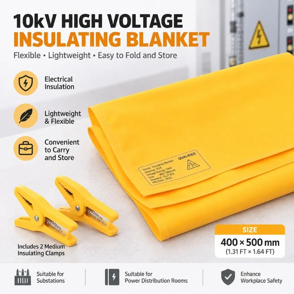10kV Rated Voltage Insulating Blanket EVA Material 1.31x1.64FT Size Electrical Safety Blanket Yellow Color High/Low Voltage
