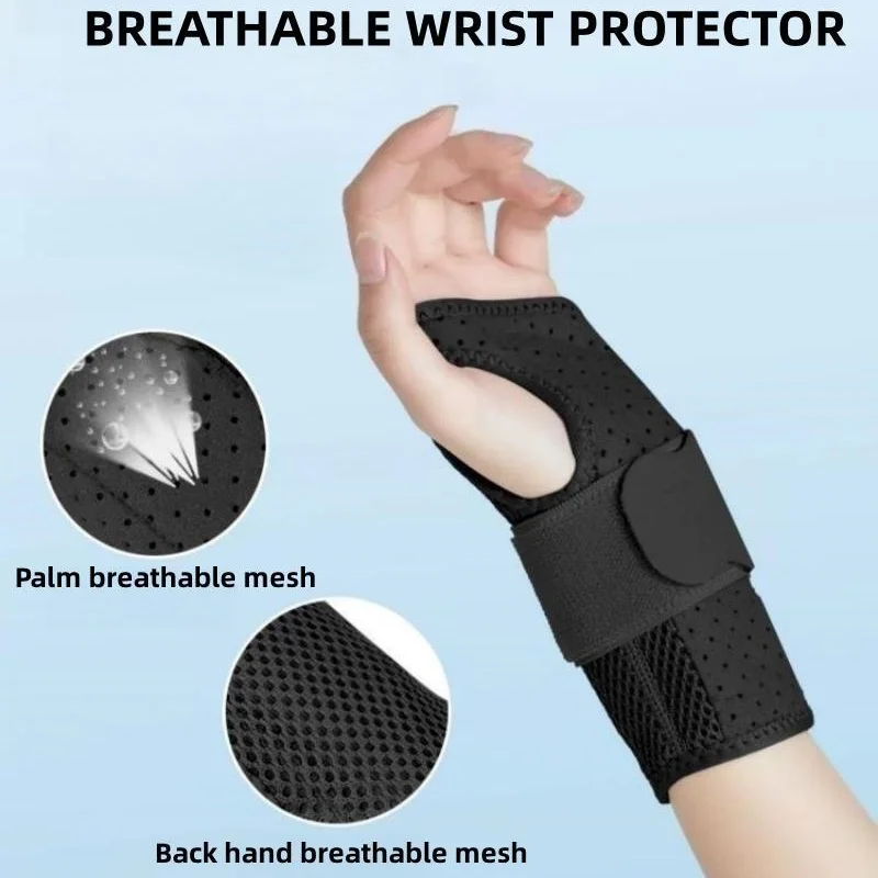 Adjustable Wrist Support Brace for Carpal Tunnel Right Left Wrist Protector with Splints Hand Guard Wristband Pain Relief Sports