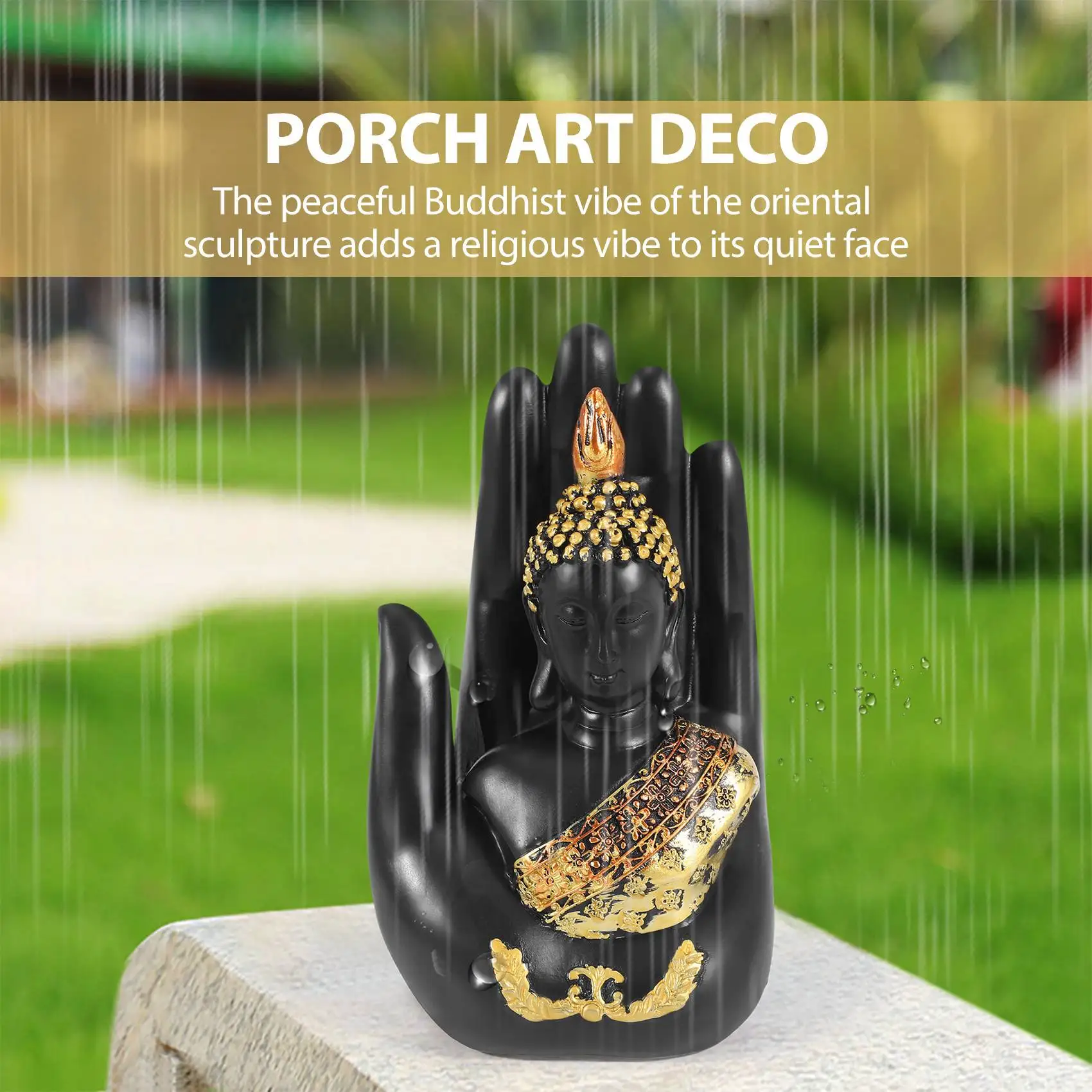 Thai Buddha in the Palm Statue Figurine,Zen Buddha Sculpture-Indoor/Outdoor Decor for Garden,Patio,Porch Yard Art Decor HOT