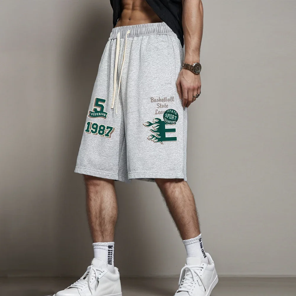 Summer Men\'s Casual Short Pants Streetwear Printting Elastic Waist Jogging Shorts Holiday Breathable Baggy Oversized Trousers