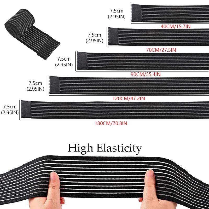 Extra Long Elastic Knee Wrap Compression Bandage Brace Support for Legs,Stabilising Ligaments, Squat,Basketball,Running