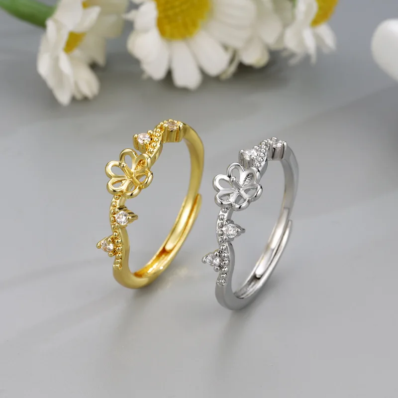 10PCS Cute Reindeer Freshwater Pearl Ring Mori Style Literary Sparkling Diamond Antler Index Finger Open Ring Christmas Gift for