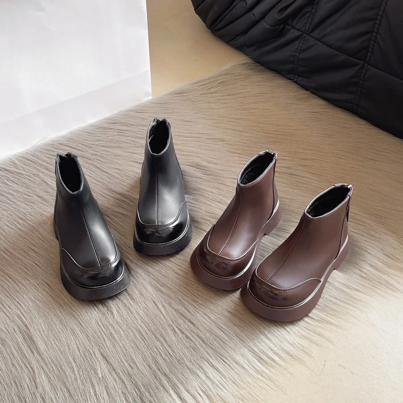 

New Toddlers Winter Plush Boots Trend Fashion Kids Platform Cotton Boots for Girls Classic Children's Causal Ankle Boots Zipper