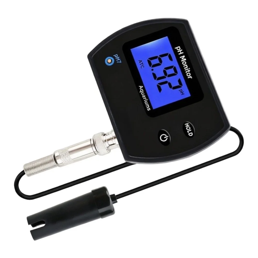 pH Meter with Temperature Sensor for Aquarium Care with BNC Interface Replaceable Probe and Calibration Supplies