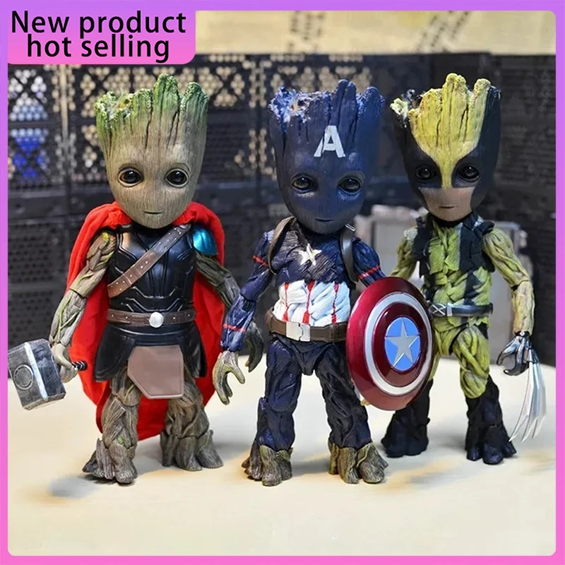 BIG 25cmmarvel X Deadpool Galaxy Guardians Little Tree Man Groot Action