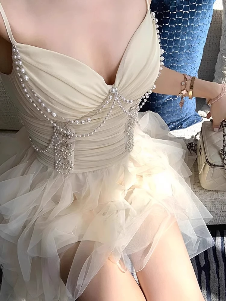 

Ele Pearl Chain Me Strapl Dr, подарок на день рождения, женское платье, нежное вечернее платье, длинная юбка, милая свадьба с высокой талией