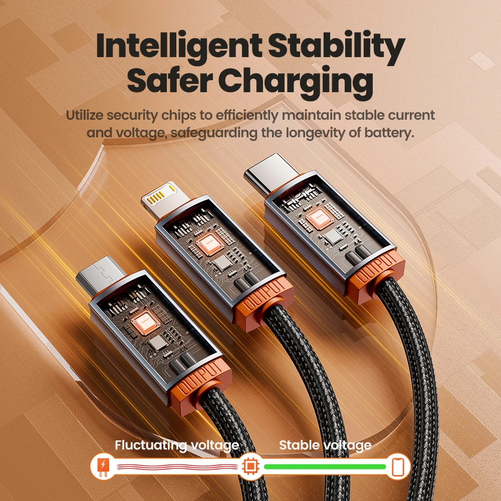 Toocki 3 in 1 USB To Type C Micro Cable for iPhone 15 14 pro max 3.5A Fast Charging USB C Wire for Samsung Xiaomi iP Data Cord