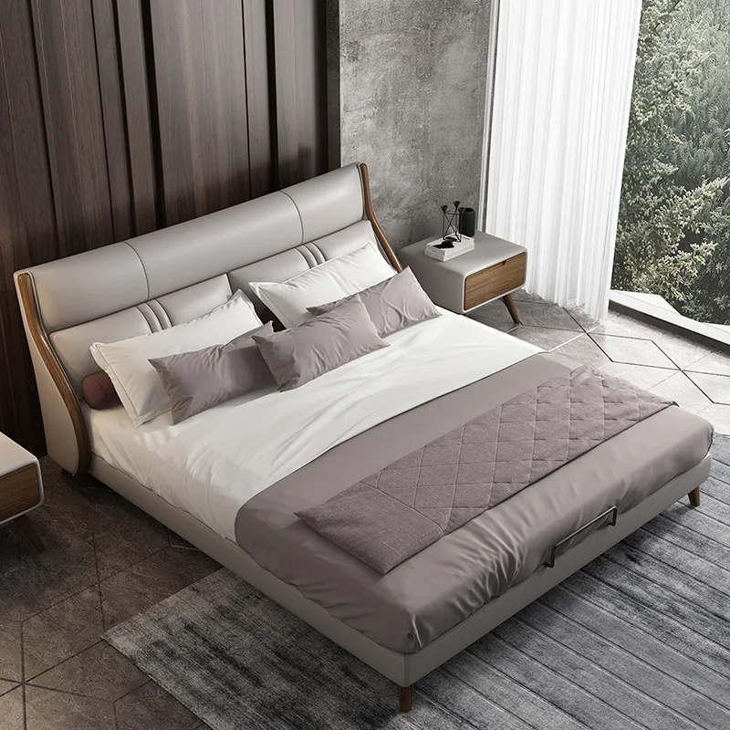 الطبقة الأولى من جلد البقر المزدوج، سرير شقة صغير بسيط لغرفة النوم الرئيسية