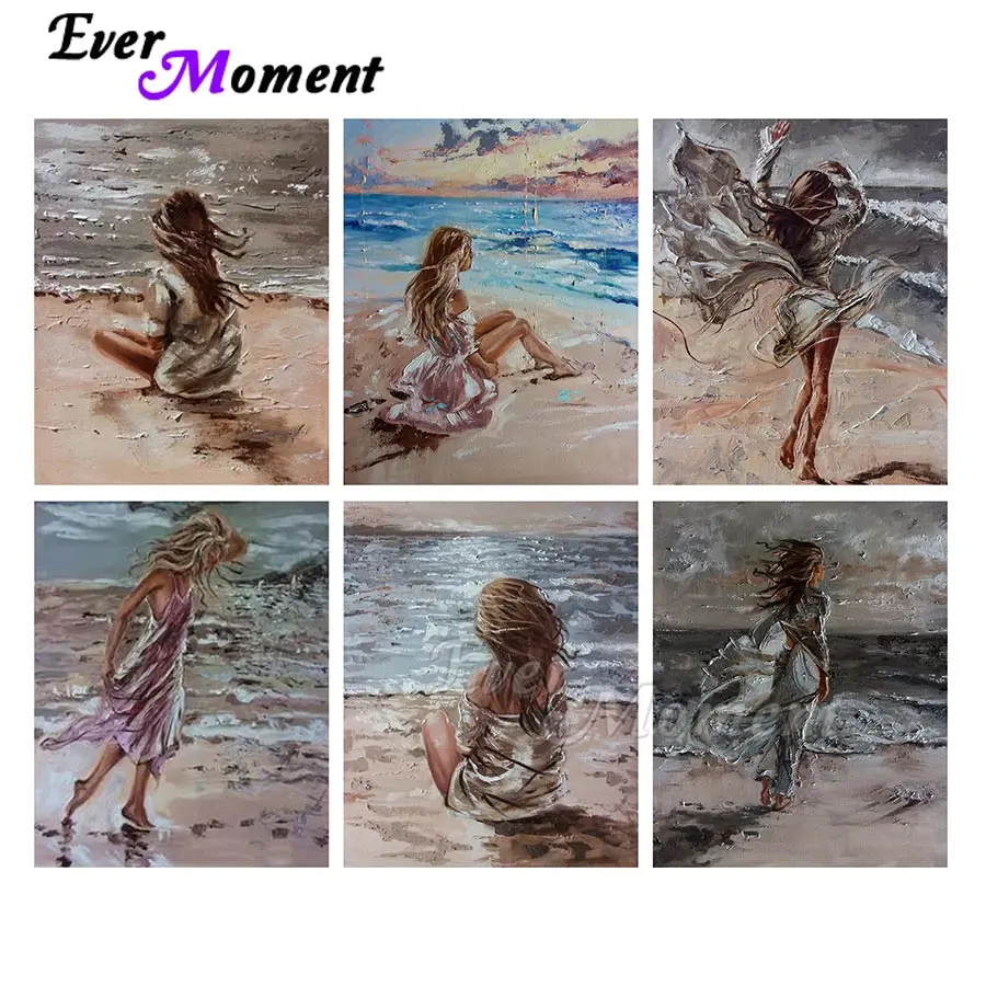 

Ever Moment Diamond Painting Sea Girl Art Picture Full Square Resin Drill Diamond Embroidery Handmade Decoration ASF2118