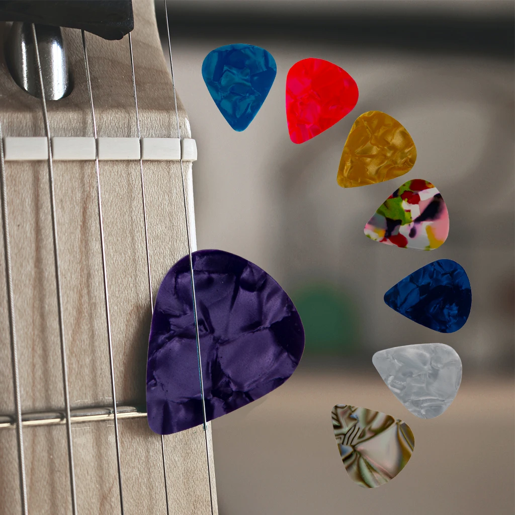 10/20/50/100PCS Guitar Picks 0.46/0.71/0.96mm Random Colorful Thickness Celluloid Mediators Bass Guitar Ukulele Holder Picks