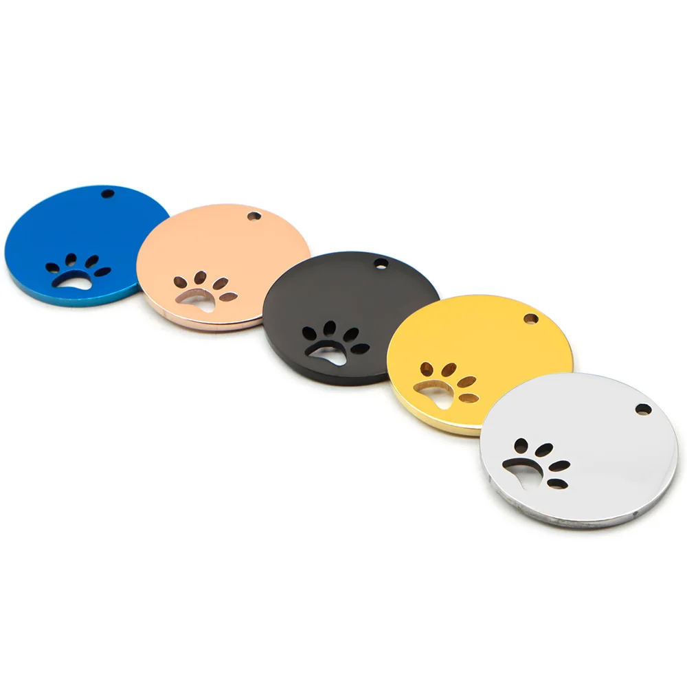 100PCS Personalized Pet ID Tag Customized Stainless Steel Engravable Cat Address Anti-Loss Dog Halter Collar Pendant Necklace