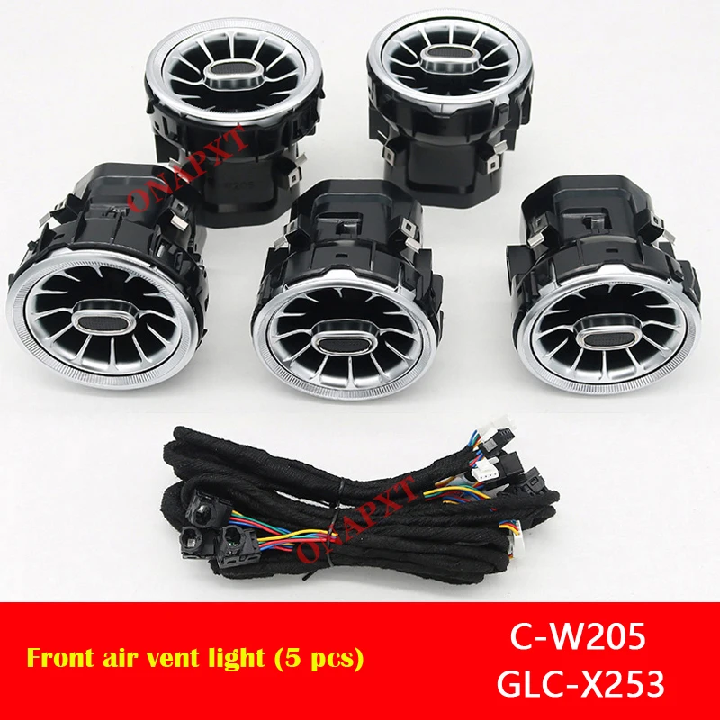 Voor Benz V W447 W464 CLA W117 EEN W176 GLA W156 C W205 W206 GLC X253 E W213 S W222 LED Turbine Lamp Nozzle Air Vent Omgevingslicht