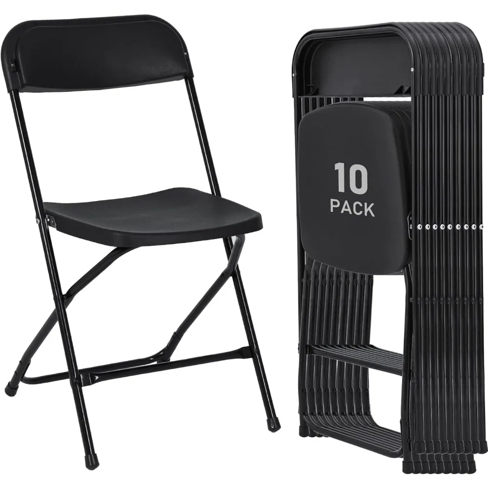 

10 Pack Plastic Folding Chairs, Portable Stackable Commercial Seat Folding Chairs with Steel Frame 350lbs for Home Office Outdoo