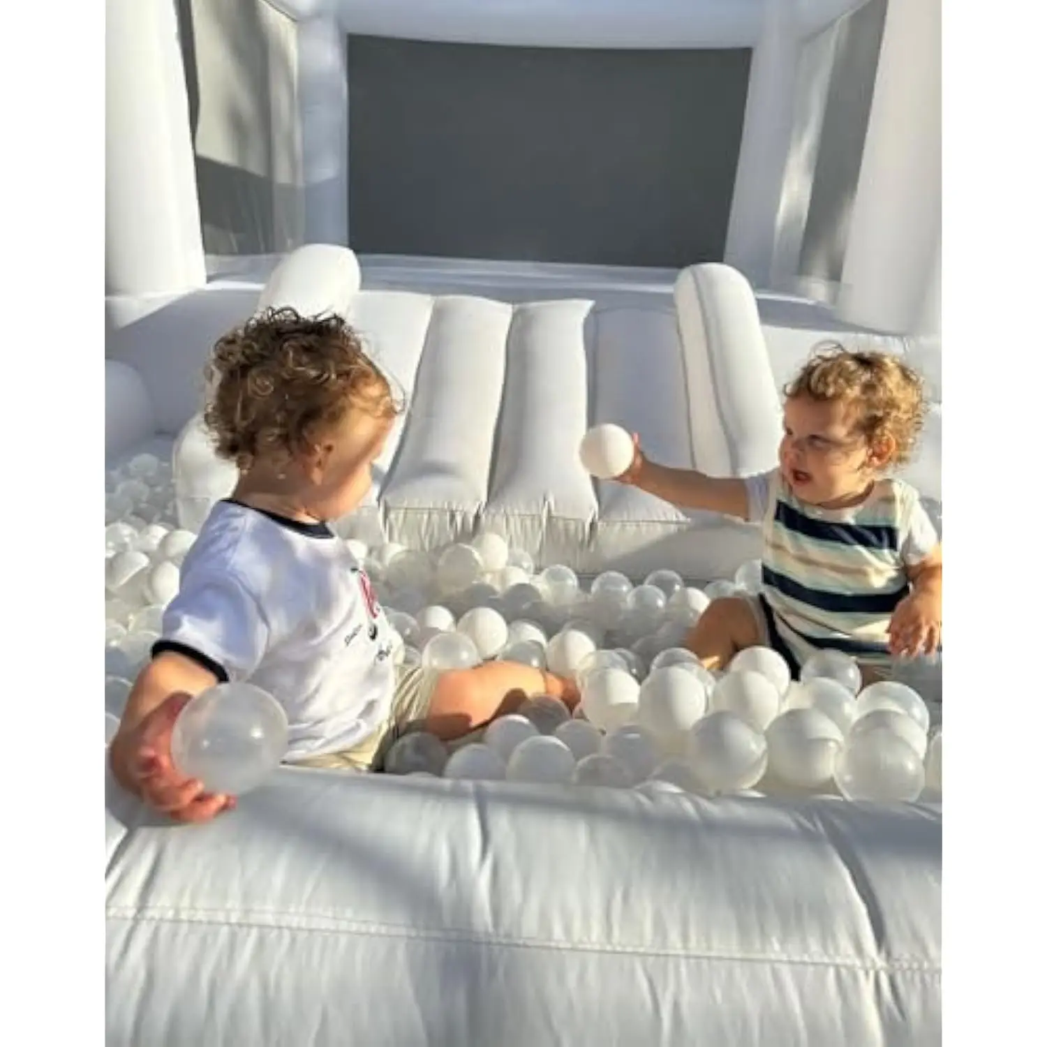 Inflatable White Bounce House for Kids with UL Blower-Portable, Large Ball Pool and Jump Space 3in1 Bouncy Castles A Spacious