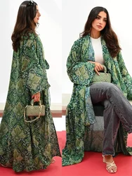 Eid Print Abaya with Scarf Women Muslim Long Robe Ramadan Morocco Dubai Abayas Cardigan Kaftan Vestidos Jalabiya Dresses 2025