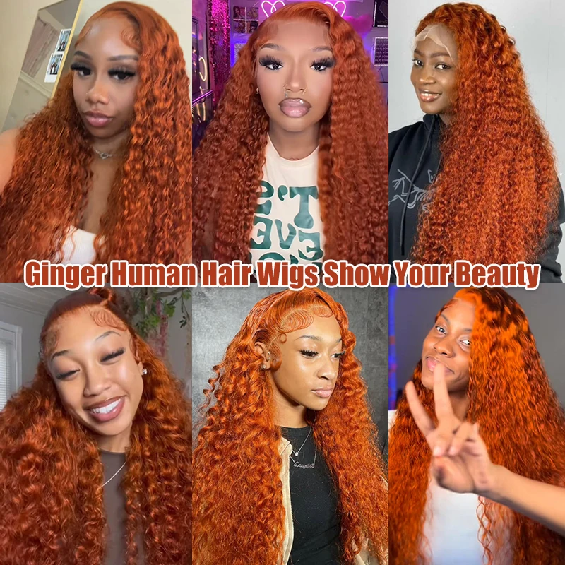 الزنجبيل باروكة من شعر طبيعي 13x6 الزنجبيل البرتقالي موجة عميقة الدانتيل الجبهة الباروكات شعر الإنسان شعر مستعار مجعد البرازيلي شعر ريمي للنساء 350 اللون