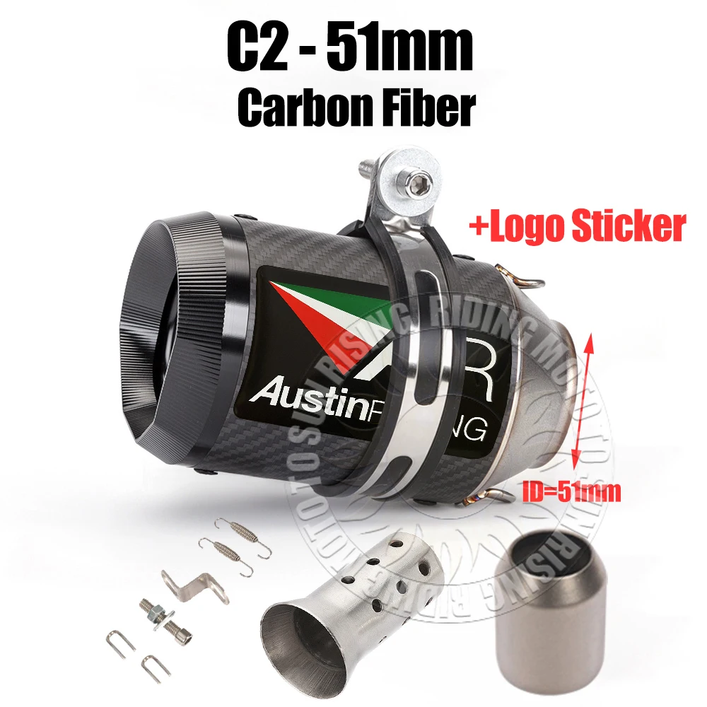 51mm 60mm Carbon/Stainless/Titanium AR Motorcycle Exhaust Muffler For Kawasaki Honda Yamaha KTM CF Suzuki Ktm Bmw etc Tail Pipe image 3