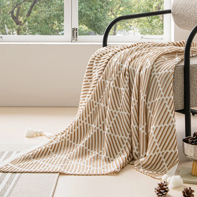 Diamond-Shaped Knitted Sofa Blanket Cover Casual Acrylic Multifunctional Nap Blanket Breathable and Warm All-Season Blankets